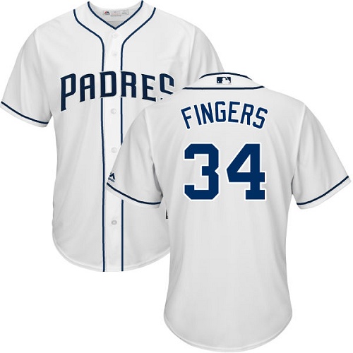 Padres #34 Rollie Fingers White Cool Base Stitched Youth MLB Jersey - Click Image to Close